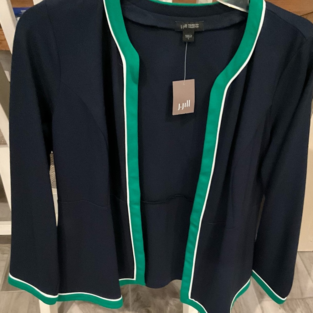 J. Jill Women's Blazer in Navy with Green Trim, Size S